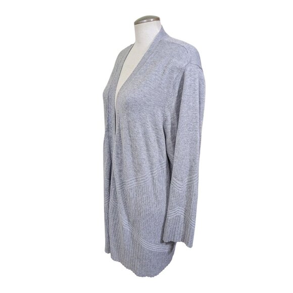 89th + Madison Womens Longline Open Front Ribbed Knit Cardigan Sweater Plus Gray - Picture 3 of 6